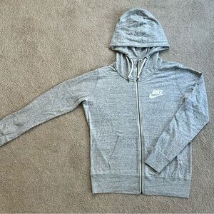 Nike Sportswear Gym Full Zip Lightweight Hoodie Jacket Women's Large Gray EUC